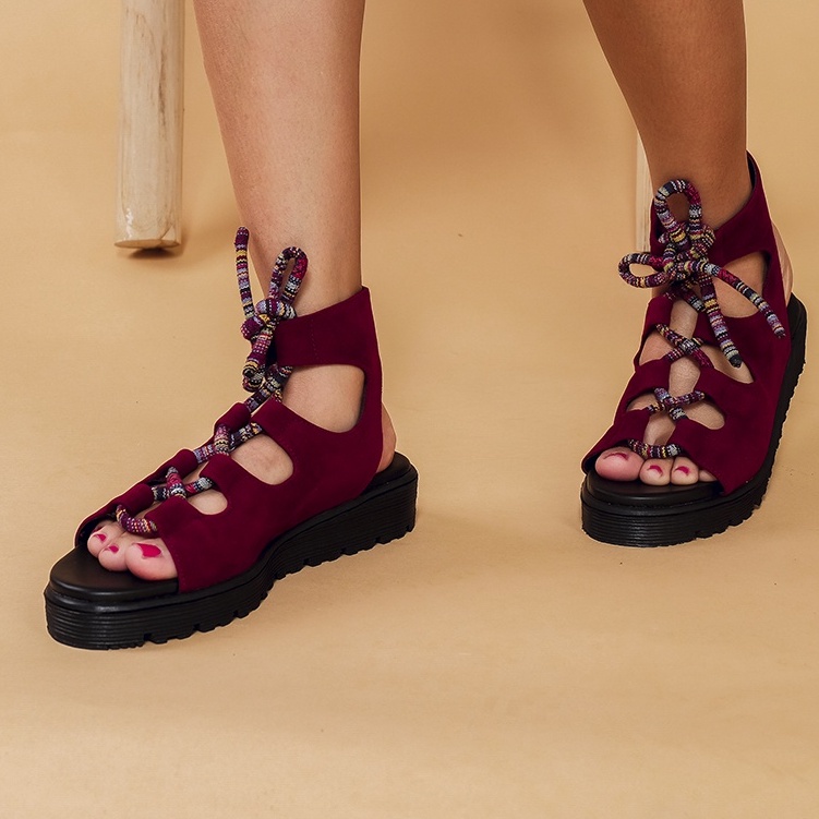 GLADIAN MAROON |ManNeedMe x FAV| Sandal Wanita Sepatu Sandal Platform ORIGINAL