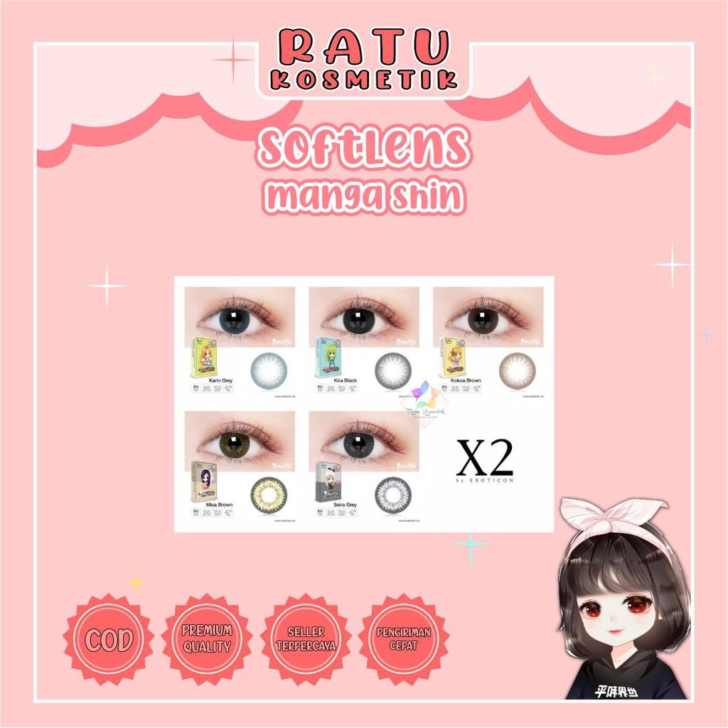 ❤ RATU ❤ Softlens X2 Manga Shin Normal | Soflens Manga Sin Big Eyes Dia 15.5mm