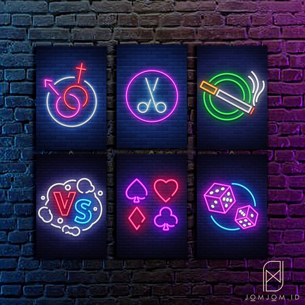 [Poster kayu NEON] Hiasan dinding kamar tidur  Dekorasi dinding Kamar gamer quot text neon room game