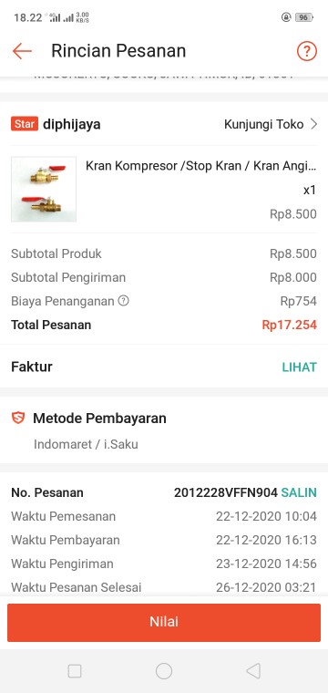 Kran Kompresor /stop Kran / Kran Angin 1/4