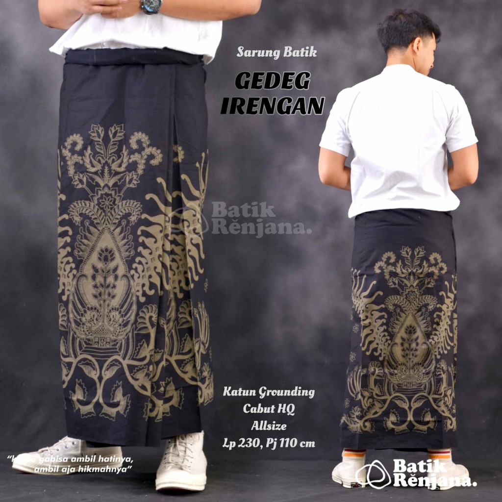 GEDEG IRENGAN Sarung Batik Pria Cowok Dewasa Premium Motif Batik Lebaran Asli Solo ALL Size RENJANA