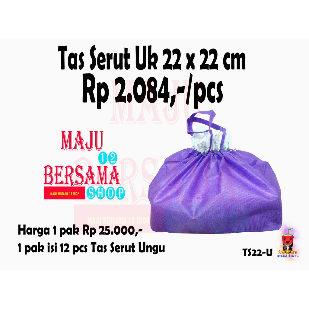 TAS SERUT KAIN UK 22 CM UNTUK DUS MAKANAN / SOUVERNIR ULANG TAHUN @ 12PCS-UNGU