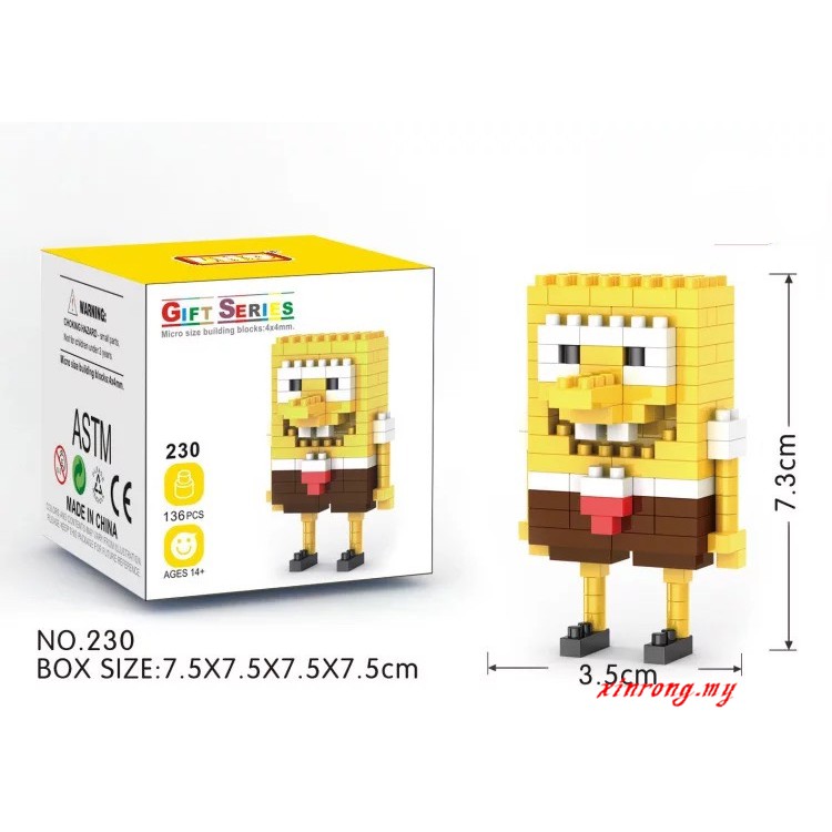 Hot Selling Mini Building Block SpongeBob Cartoon Pokemon Micro Particle Building Blocks