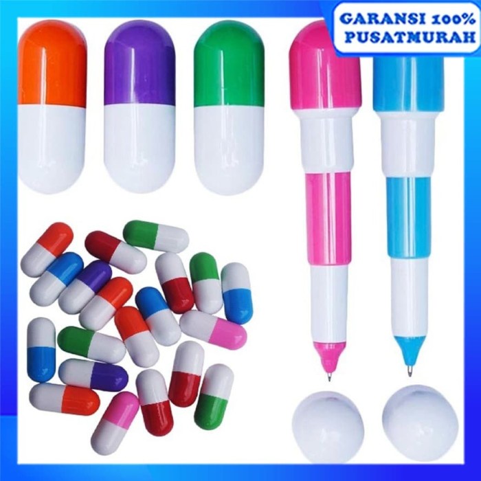 

(TERLARIS) Paket 100 Buah Pulpen Kapsul Unik dan Lucu - Multicolor