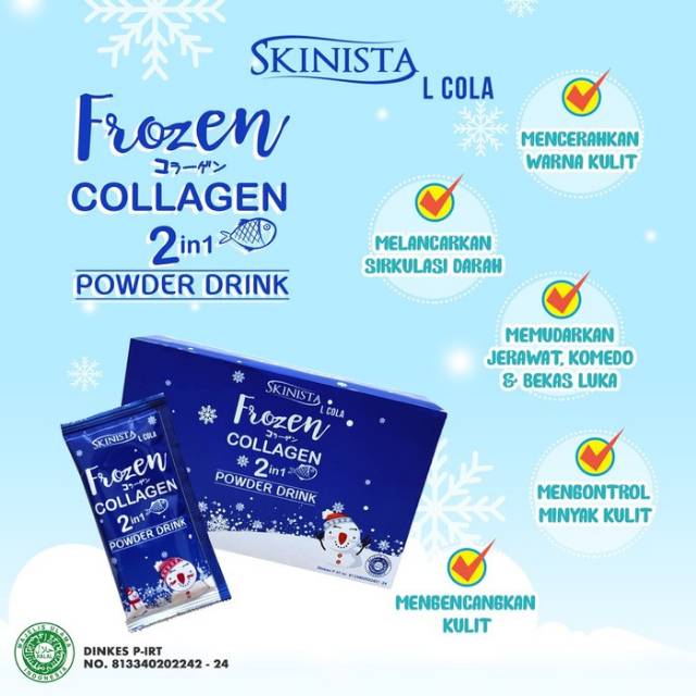 Frozen Collagen 2 in 1  POWDER DRINK ORIGINAL 100% 
BERSERTIFIKAT HALAL INDONESIA & DINKES INDONESIA