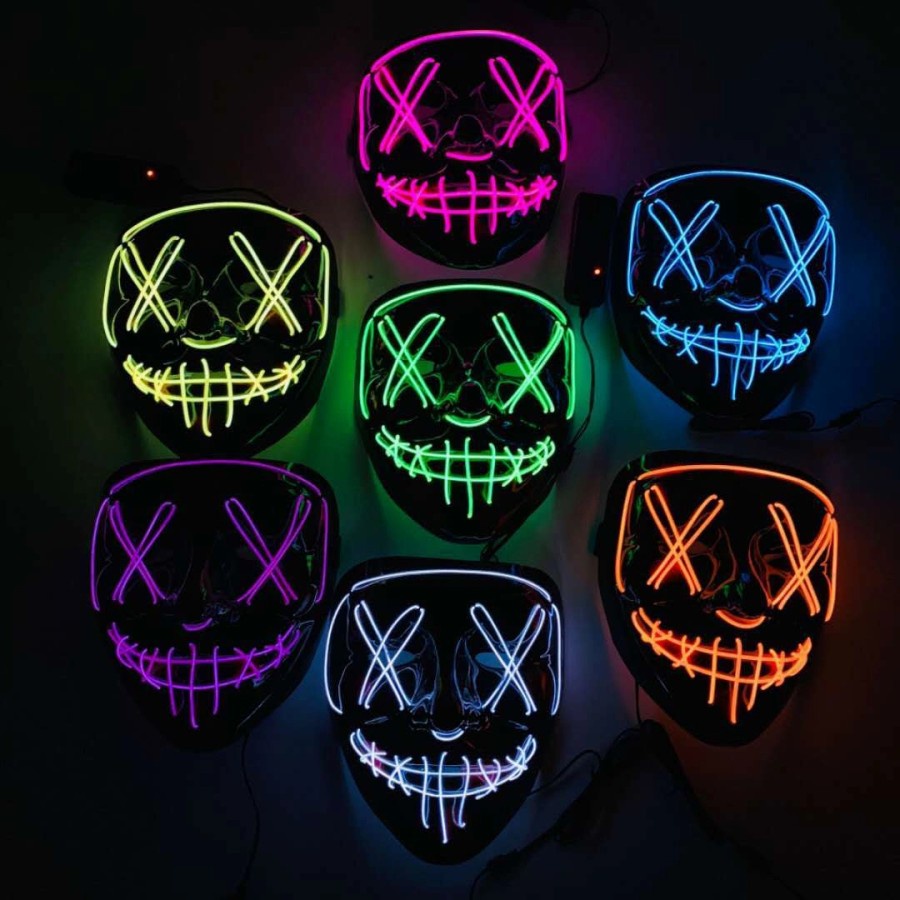 Topeng LED Skull Mask The Purge Anarcy Murah Cosplay Seram Tengkorak