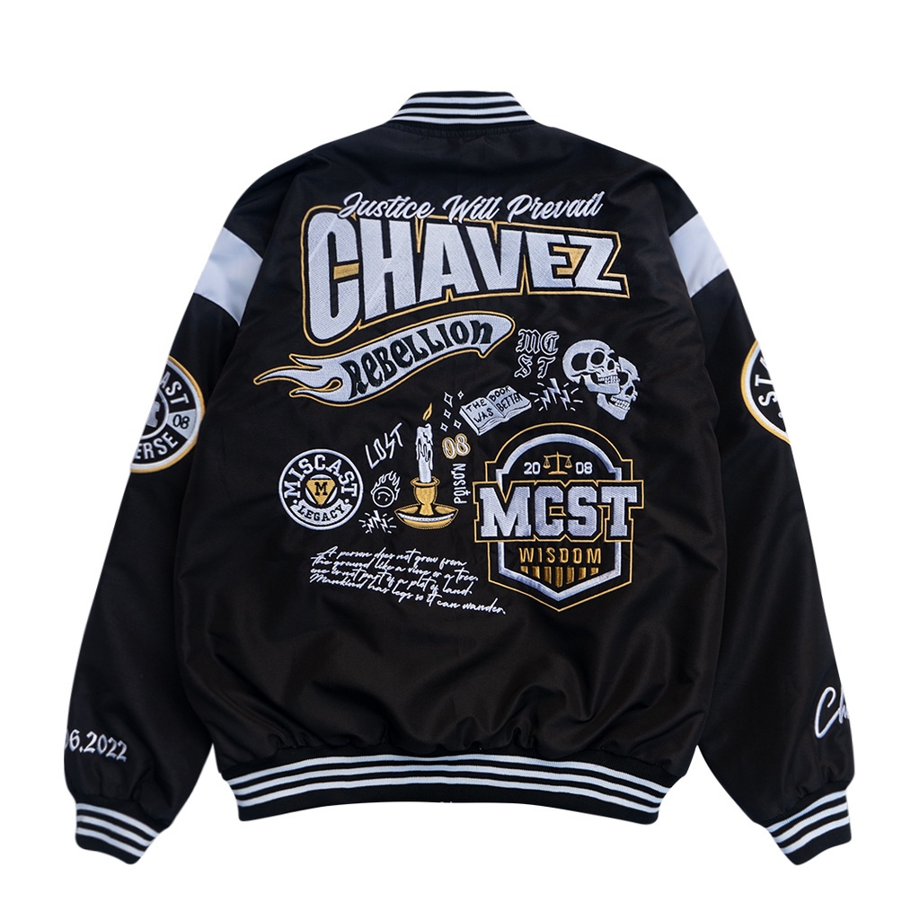 Miscast Varsity Jacket Vintage Chavez Hitam