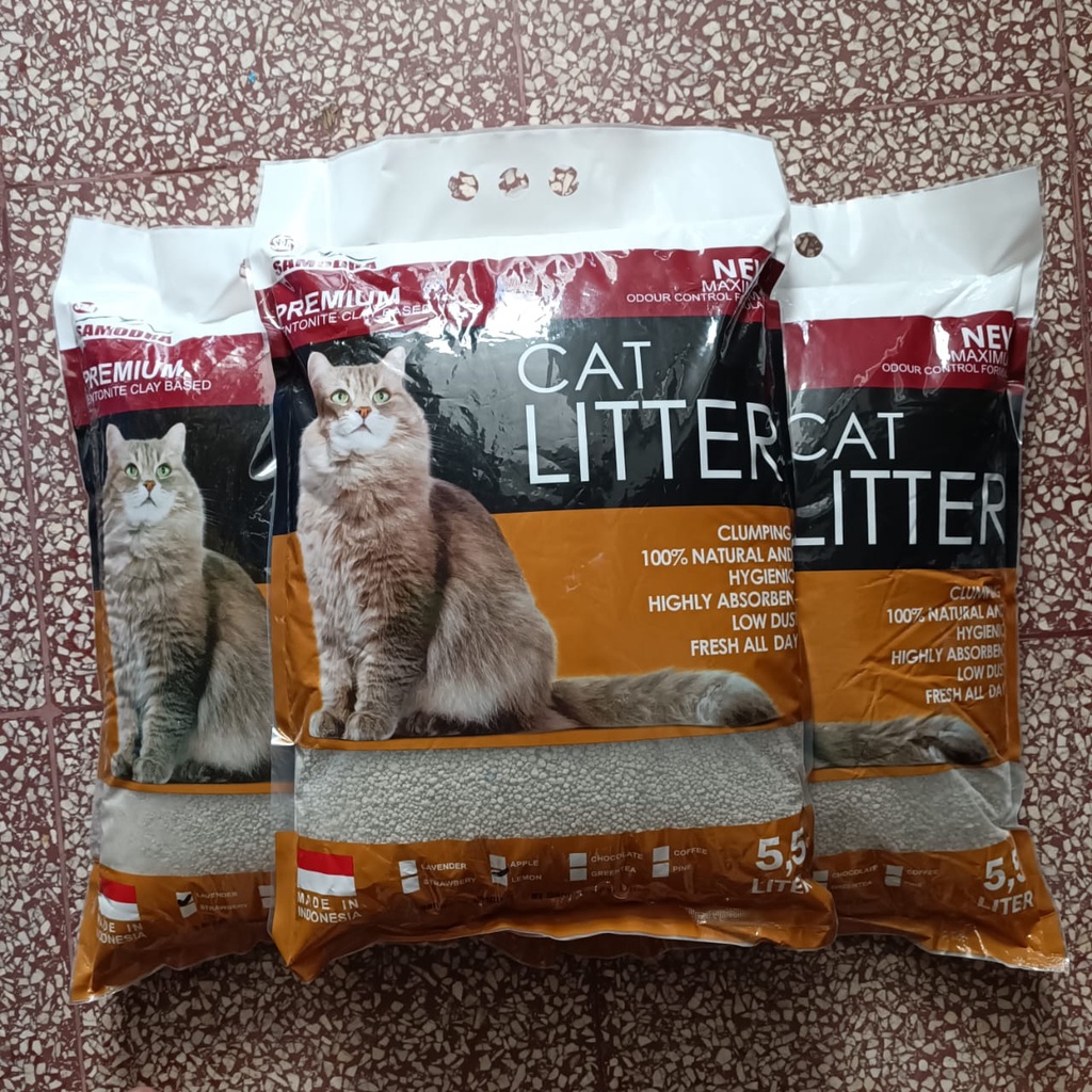 Pasir Kucing 5,5L Bentonite Premium Clay Based Pasir Wangi Gumpal Kotoran Kucing Aroma Random