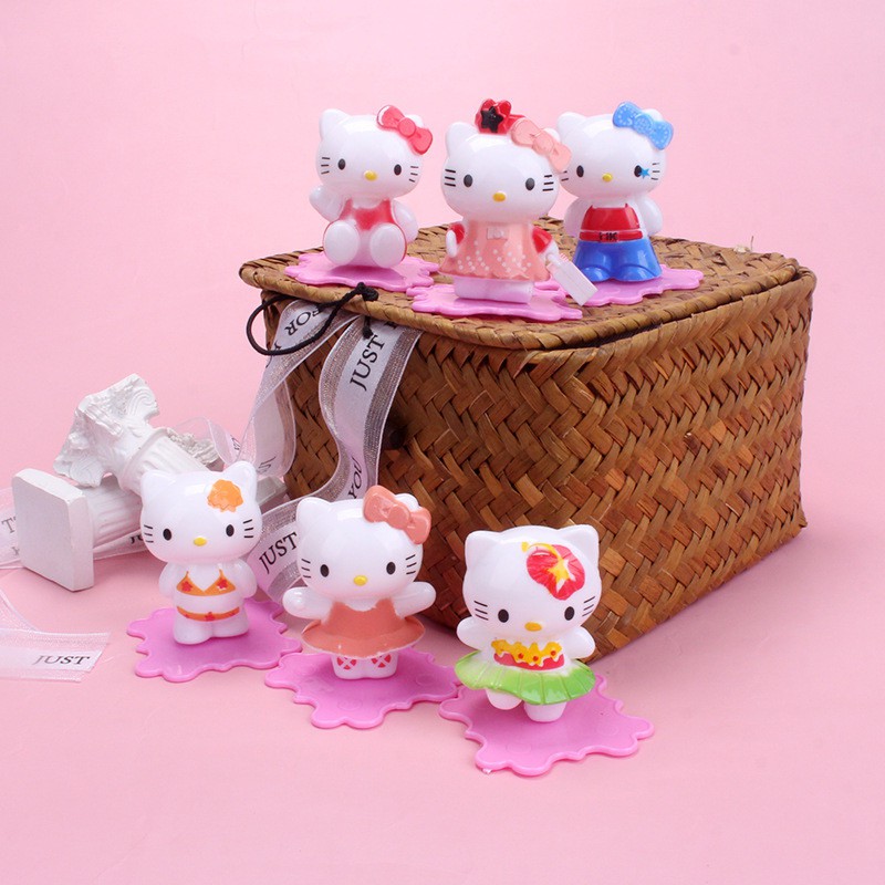 6pcs / Set Mainan Action Figure Model Hello Kitty Untuk Dekorasi Kue