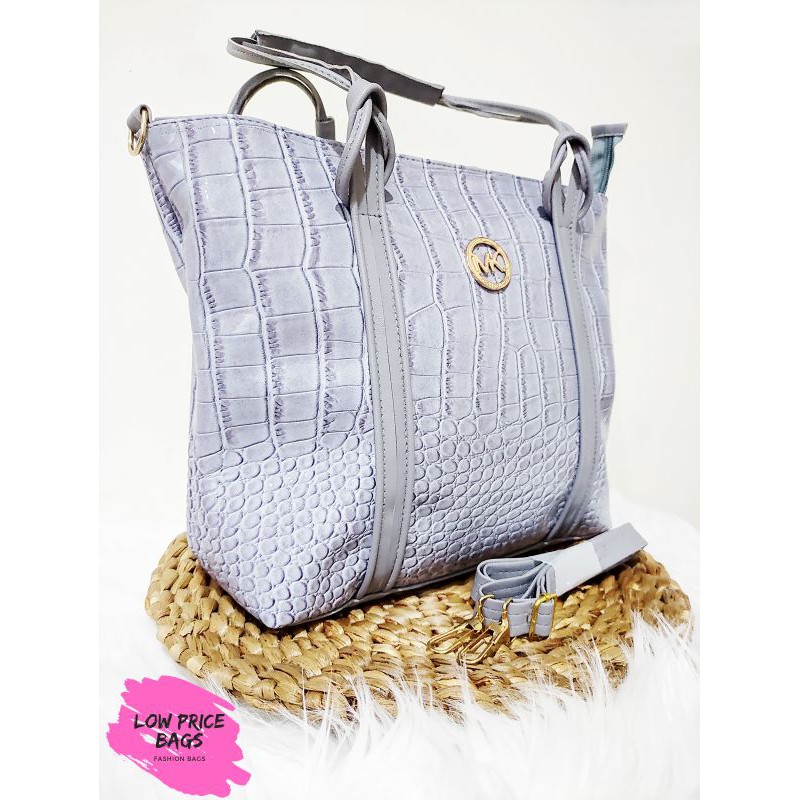 TAS TOTE KULIT CROCO GREY MK TERLARIS