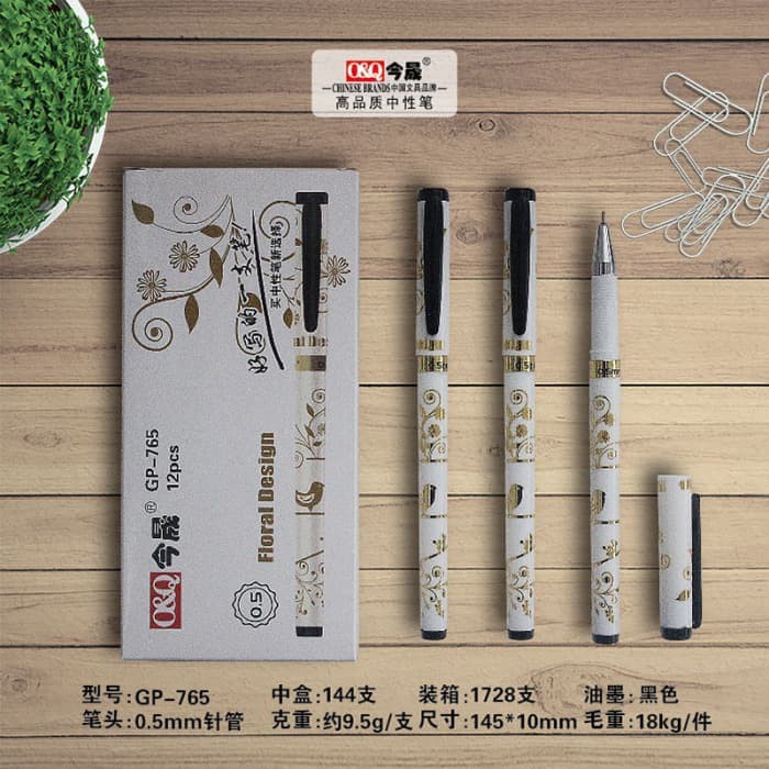 

READY PENA BALLPOINT BOLPEN PULPEN ROLLERBALL GEL PEN 0.5 GP-765 FLORAL GOLD