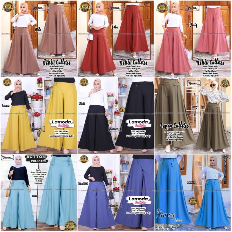 CULLOTES BY QUEEN CELANA KULOT JERSEY IMPORT MAYUNG LEBAR FIT TO XXL