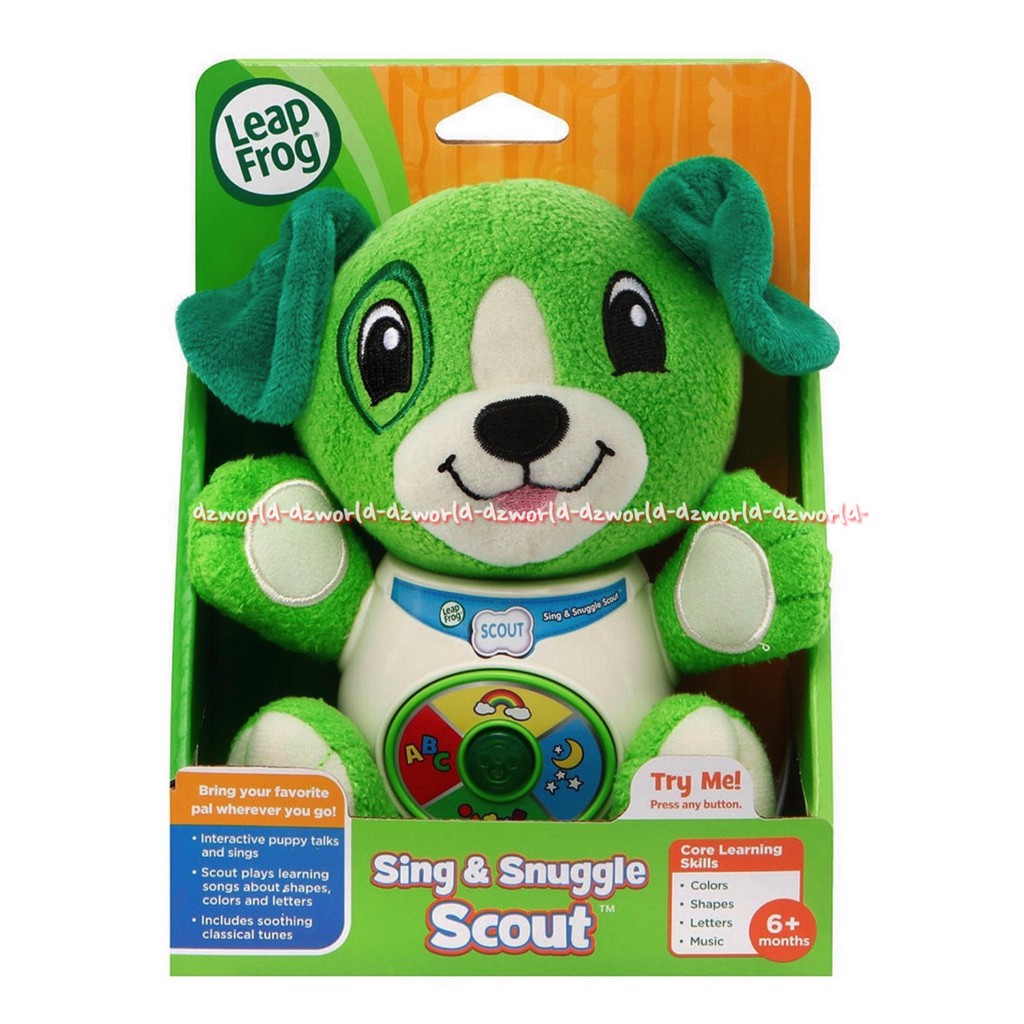 Leapfrog Sing &amp; Snugge Scout Green Mainan Boneka Bisa Bernyanyi Warna Hijau Leap frog Sing Snuggle