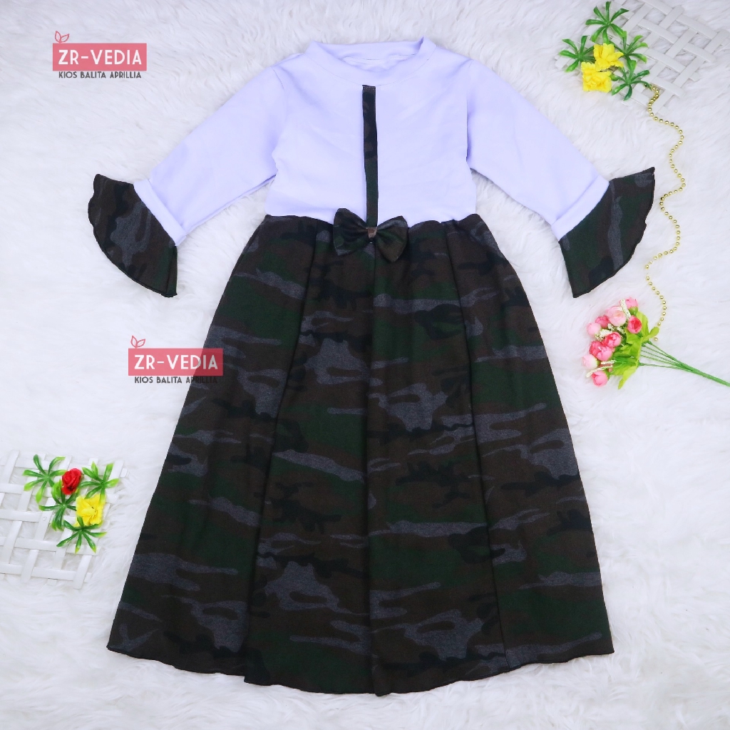 (ABRI) Gamis Farissa 3-4 Tahun / Baju Anak Muslim Dress Panjang Ngaji Lengan Anak Perempuan Syar’i