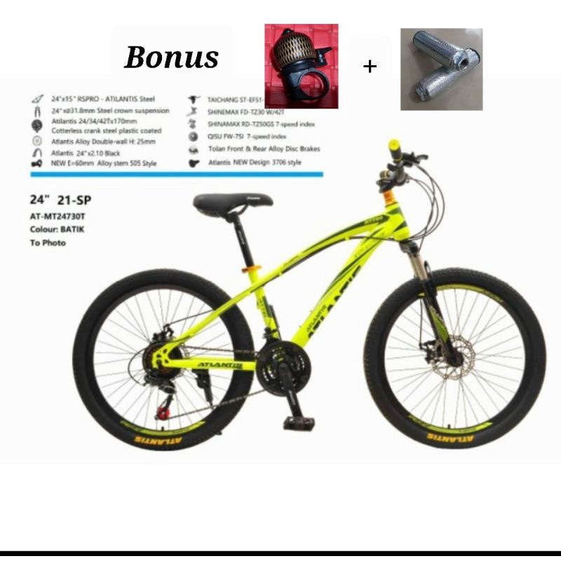 Sepeda Gunung MTB ATLANTIS DISCBRAKE Ukuran 24 26 Inch Rem Cakram
