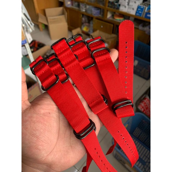 Strap Tali Jam Tangan Kanvas Nato Zulu merah 20MM