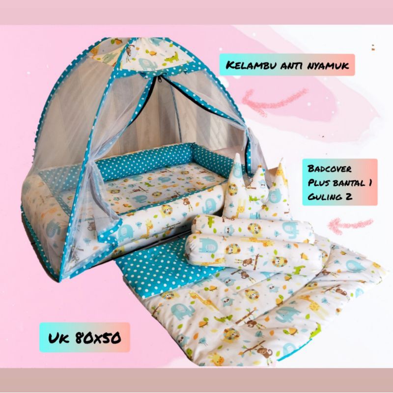 Kasur Bayi Kelambu Tenda Plus Badcover / Kasur Bayi Murah / Kasur Bayi Kelambu Set / Kelambu Bayi (BISA COD)