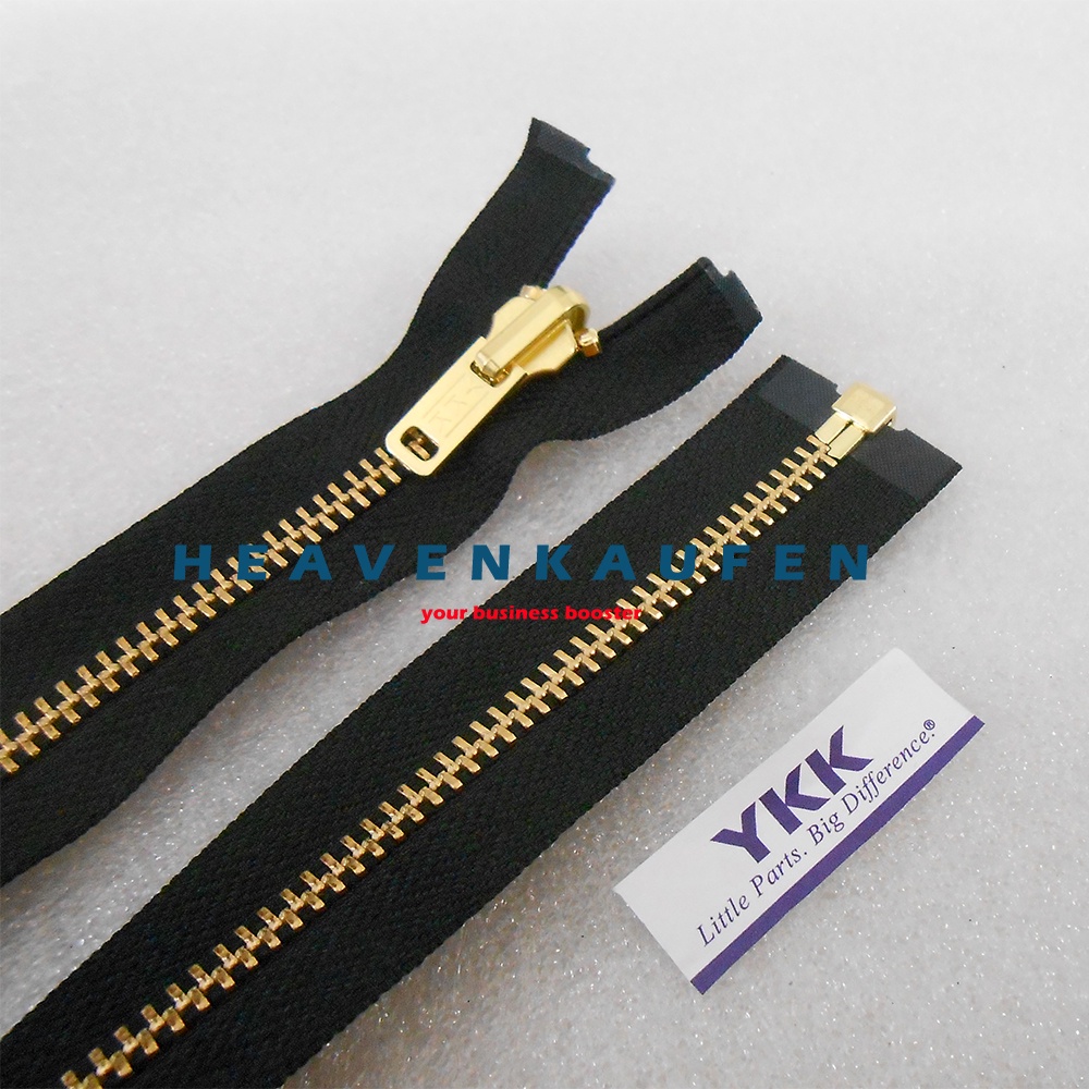 Resleting Zipper YKK 95 cm Atau 38 inch Hitam Gold Emas Type Gigi Besi Model Set Open End Buka Lepas