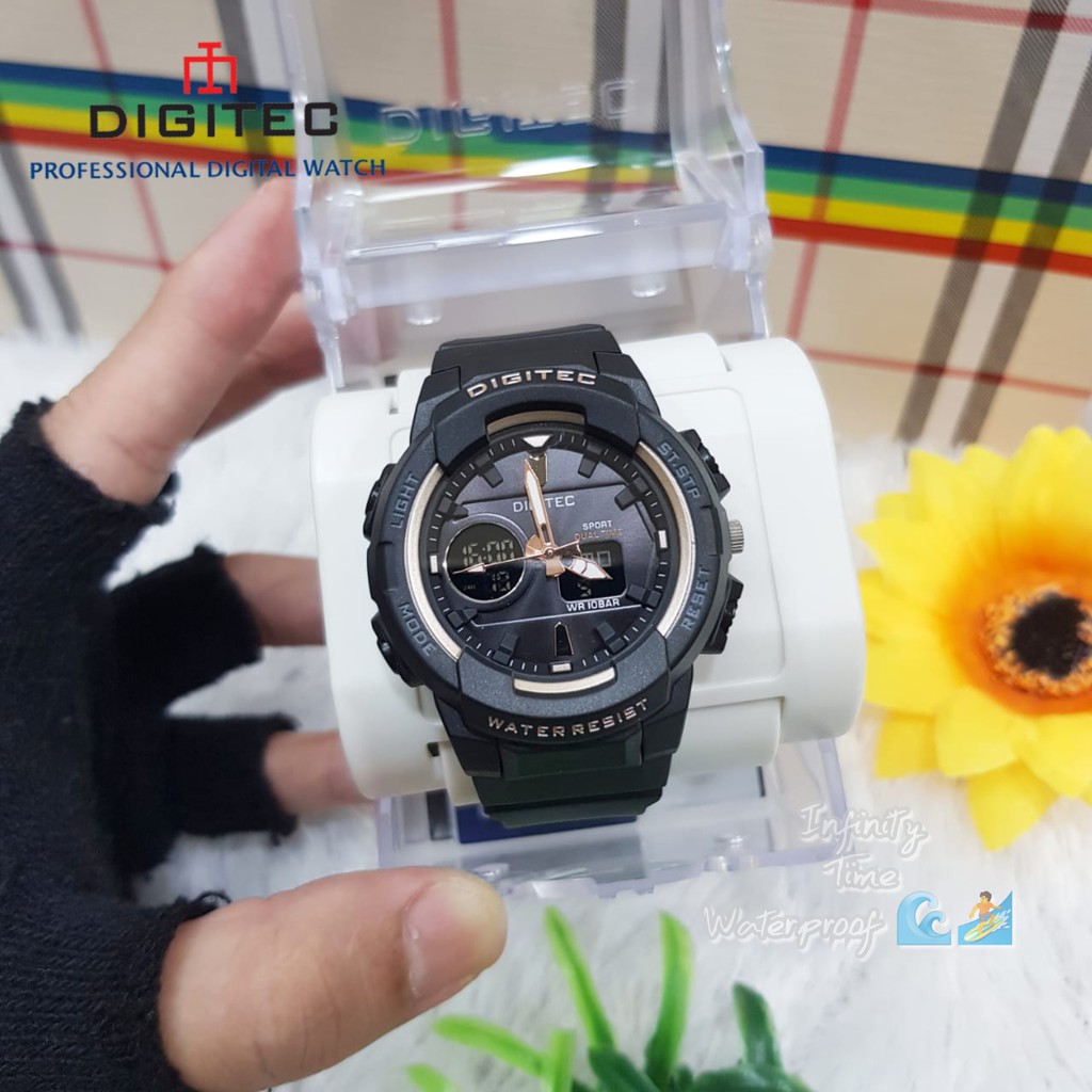 Jam Tangan Digitec BDA4130T DG4130T 4130 Cewek Analog Digital Dualtime Strap Rubber Kualitas Origina