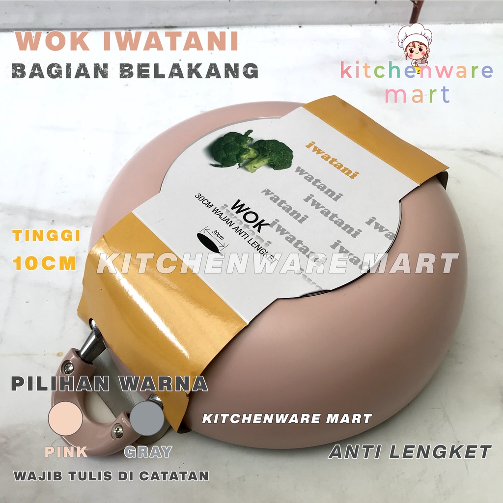 WOK Keramik Iwatani Kuali 30 cm- Wok pan Keramik Ceramic Stone Pink Marble coating