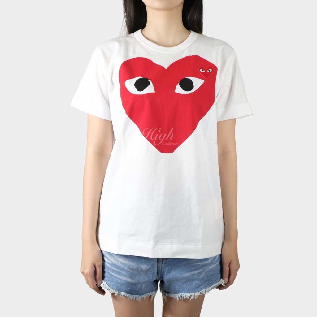 CDG Women Big Red Heart Tee White 100% Authentic