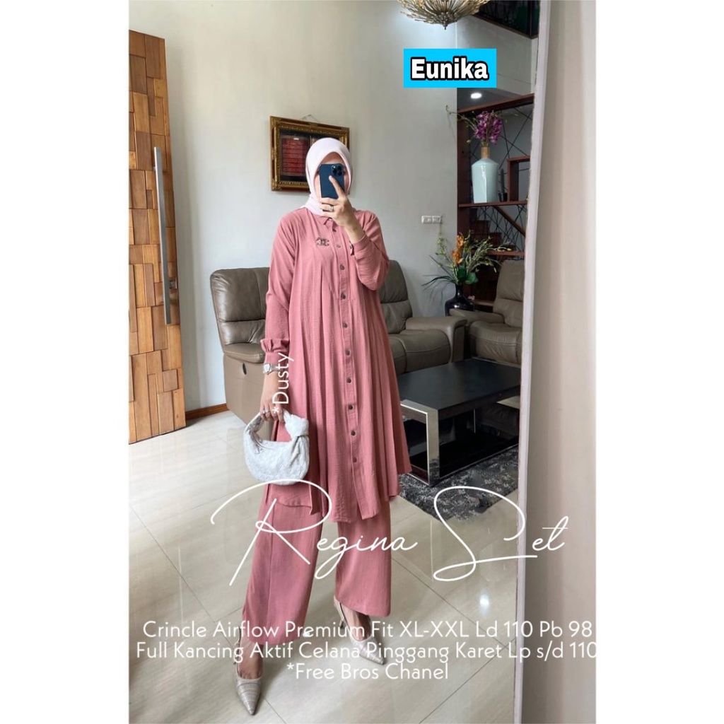 CARVIL ONE SET BY EUNIKA - CARVILA SET EUNIKA- REGINA ONESET BY EUNIKA - SET LONG TUNIK DAN CELANA WANITA - SET PAKAIAN MUSLIM WANITA-REGINA DUSTY
