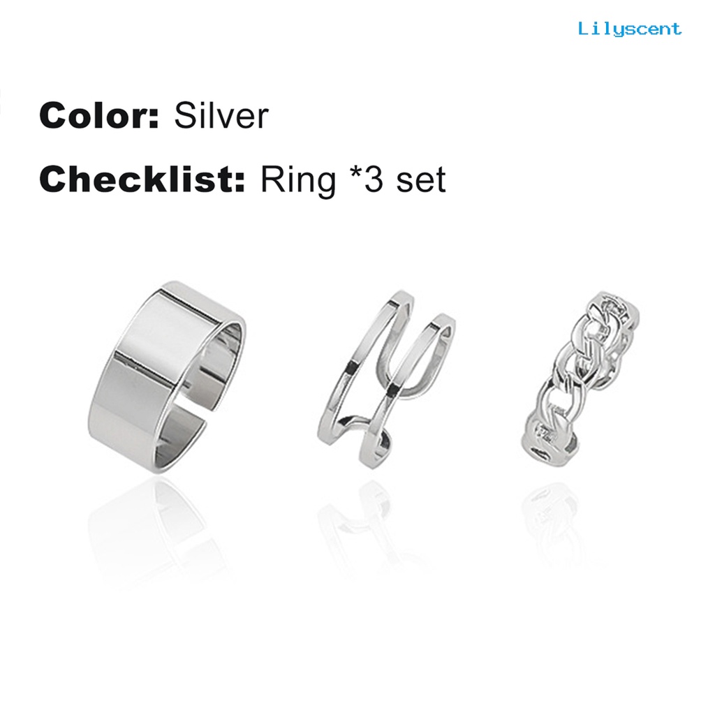 3pcs / Set Cincin Knuckle Model Terbuka Dapat Disesuaikan Untuk Aksesoris Perhiasan