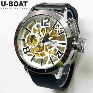 Jam Tangan Pria U-Boat Skeleton UB1 Rubber Black White Automatic