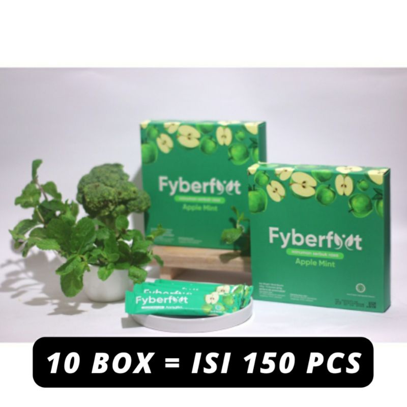 

Fyberfyt - Minuman Suplemen Diet/Pelangsing Tubuh Serbuk Rasa Apple Mint (Isi 150 Sachet/10 Box)