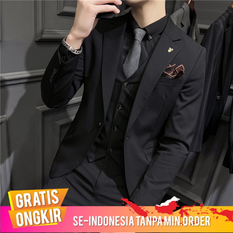 Jas Pria 2022   Korea  Pria Suit Set Pria Pengiring Pria Jas Tiga Potong Bisnis Pemuda Pria Hist