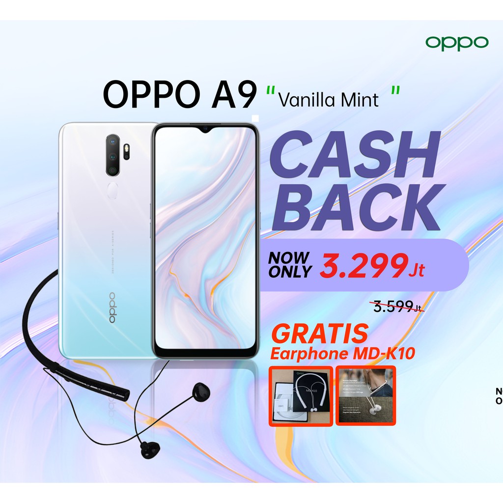 Oppo A9 2020 Vanila Mint [ Ram 8GB / Rom 128GB ] t - Garansi Resmi