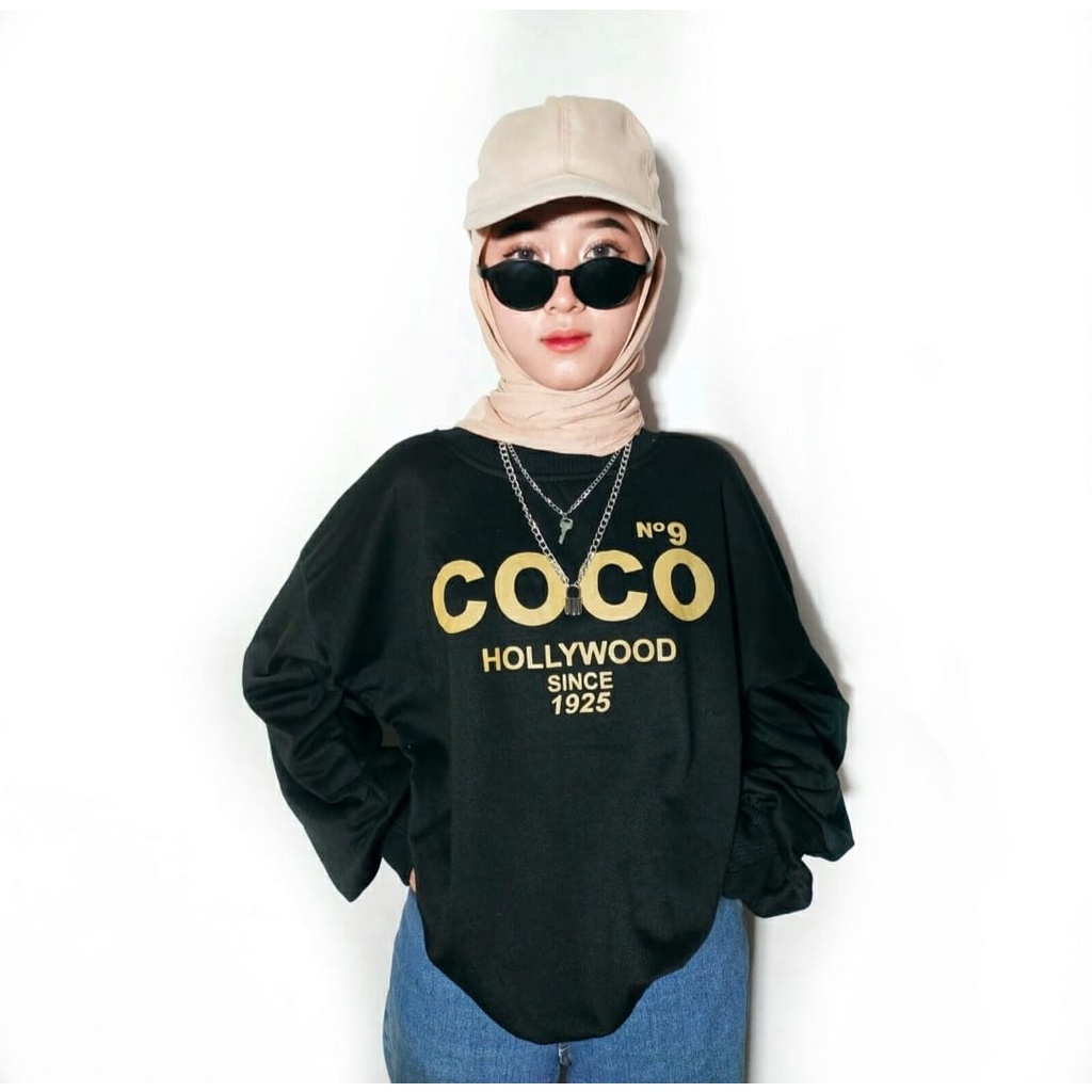 COCO 2XL 3XL Sweater Crewneck Oblong Oversize | Outerwear Pria Wanita Fashion Terkini Korean Style