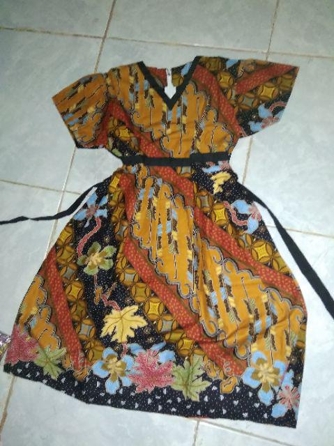 Dress Anak 309 Batik Gaun Terusan Anak Perempuan Tk Sd Smp Remaja Pola Sogan Parang
