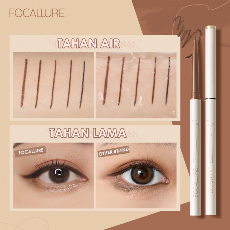 Focallure Ultra-slim 1.7mm Eyeliner Gel Pencil 5 Colors Soft High Pigment Matte &amp; Shimmer Waterproof Eyeliner Pen