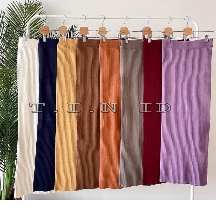 Penjualan Terbanyak.. Rok rajut span premium Import Long pensil rib knit skirt