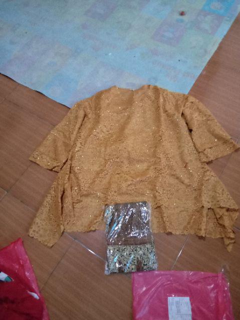 Stelan Kebaya Brukat Fini Super Big Size Kombi Rok Instan Plisket Jumbo Batik