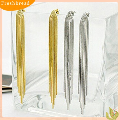 [TERLARIS]Women Party Cocktail Wedding Snake Chain Tassel Dangle Post Back Linear Earrings