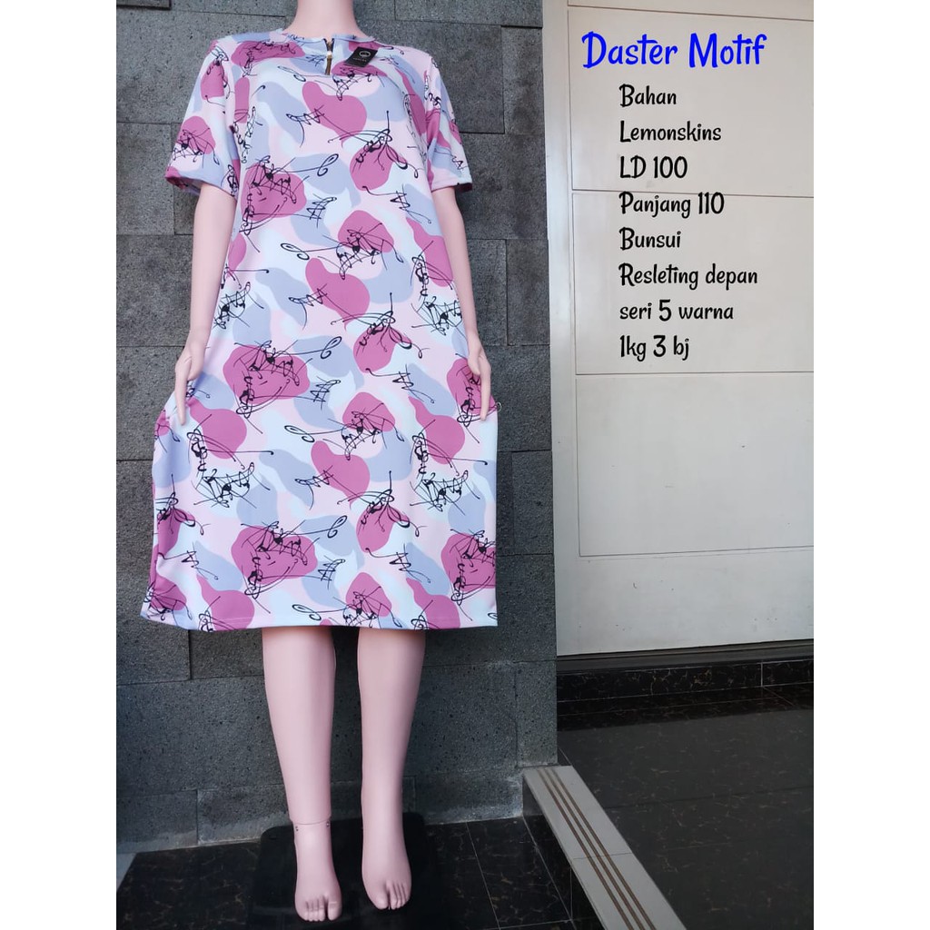 Daster Lemonskin Misby Harian Busui Resleting Lengan Pendek