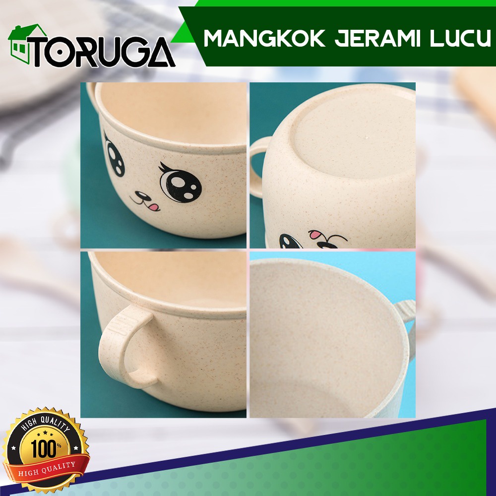 Mangkok Cangkir Jerami Gandum Sendok Set Anak Karakter Souvenir Hadiah Wheat Straw Bowl