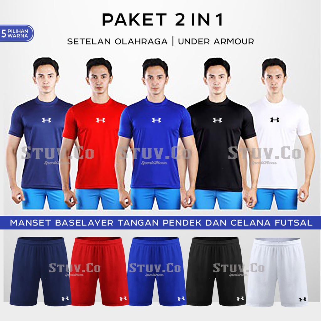 PAKET 2IN1 STELAN OLAHRAGA BASELAYER SHORTSLEEVE MANSET LENGAN PENDEK DAN CELANA DRIFIT PRIA WANITA