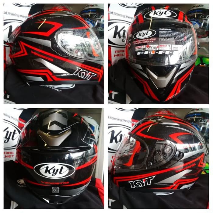 Helm KYT Vendetta 2 Black Red Full Face Visor Vendeta Merah