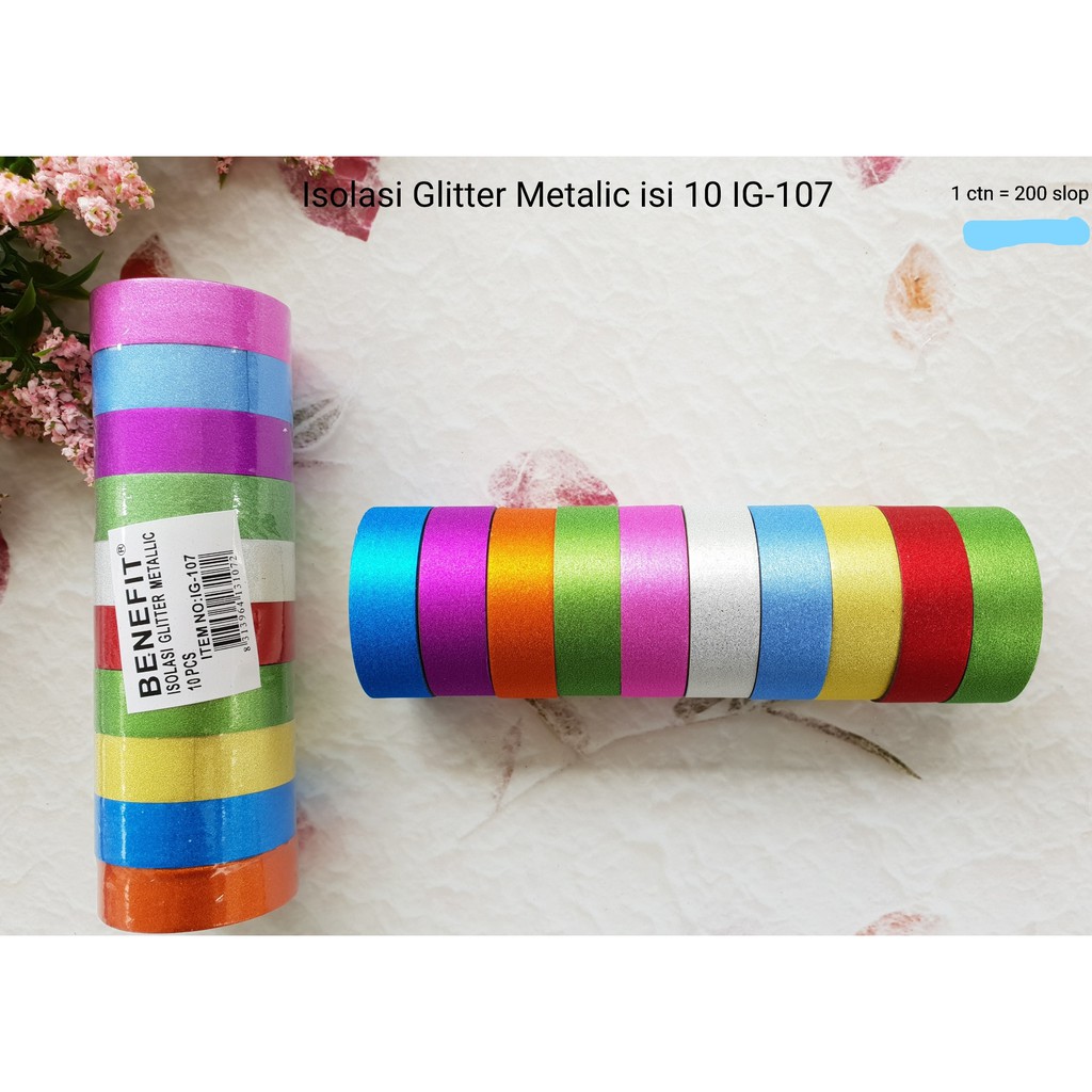 

SOLASI METALIK WARNA WARNI 12MM X 10 YARD KECIL SOLATIP ISOLASI SELOTIP