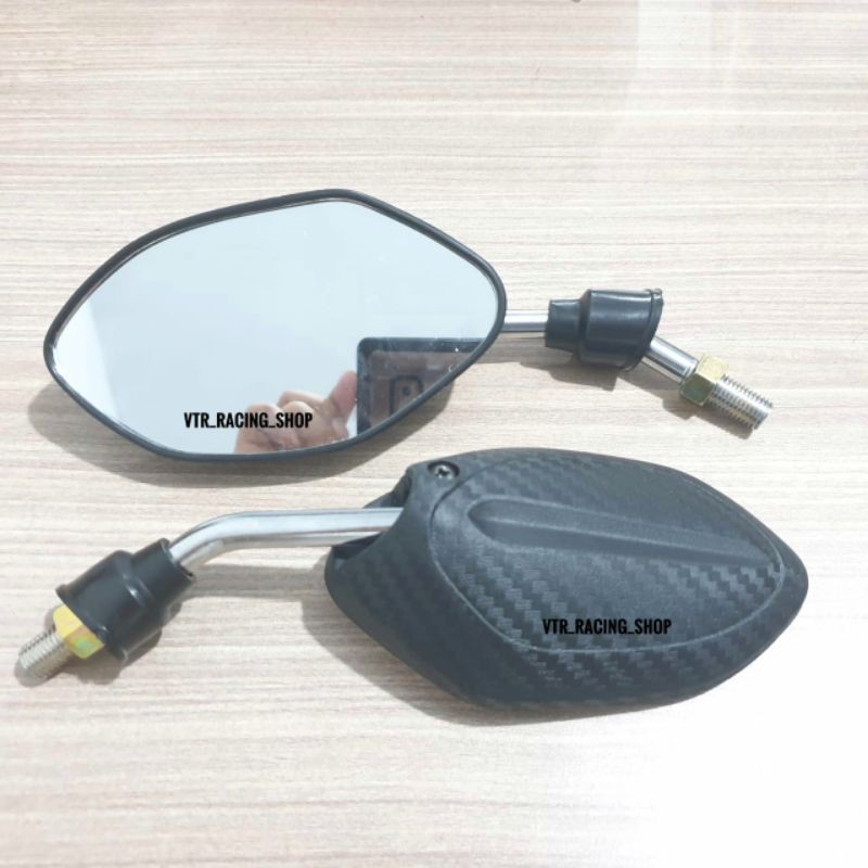 Spion Beat Carbon Karbon Beat Scoopy Vario Tangkai Pendek Black-1
