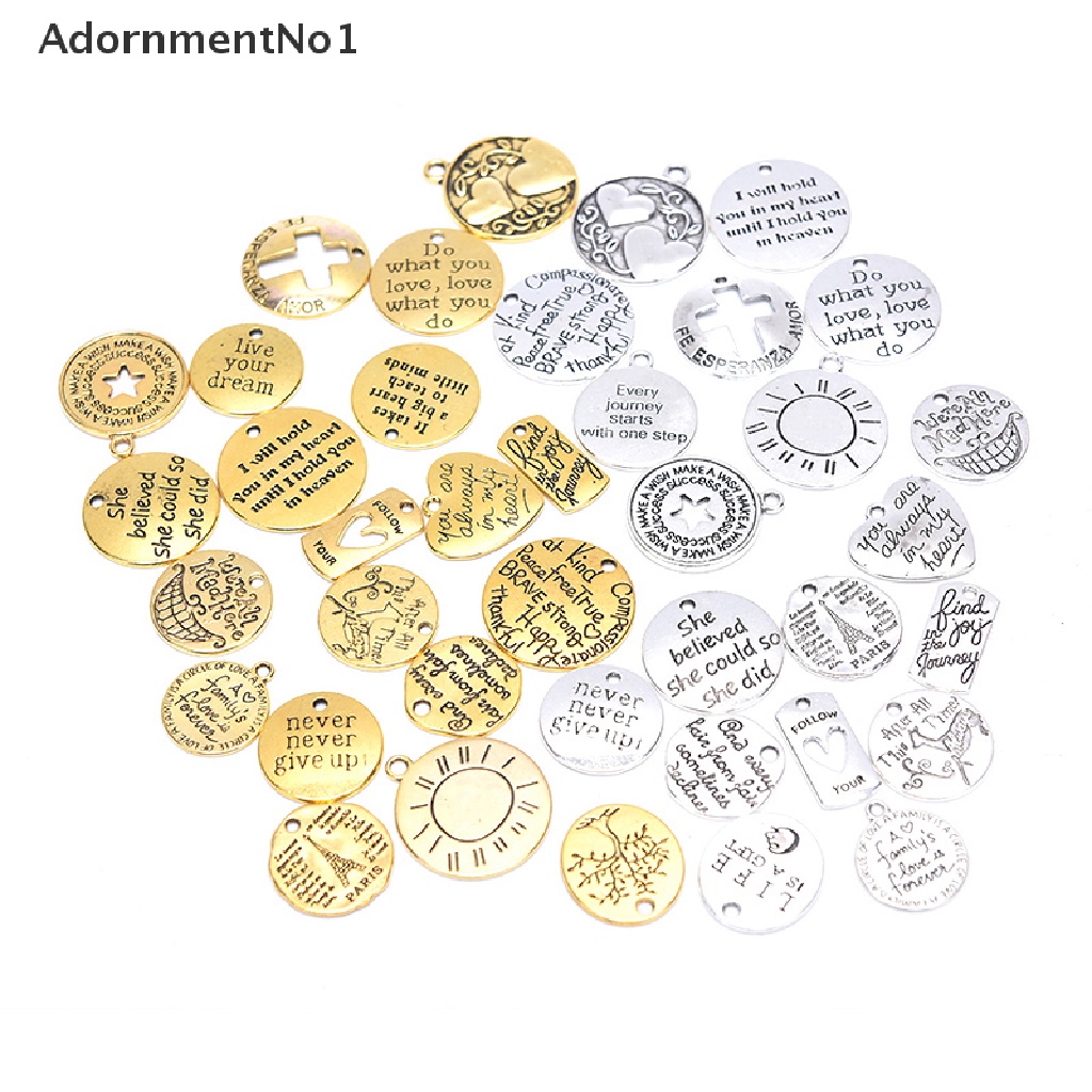 (AdornmentNo1) 20pcs / Set Liontin Motif Tulisan Inspirasi Untuk Aksesoris Perhiasan DIY