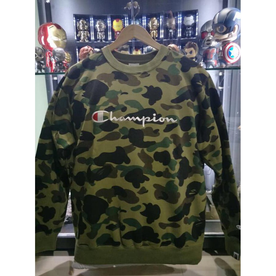 Sweater Bape X Champion Camo Size L 100%Original .Deevagrosir.Olshop