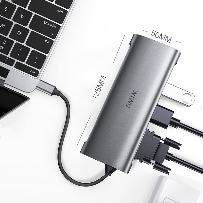 Wiwu Alpha A11312H Hub Multiport Usb Type C Untuk Macbook Stereox1 Vgax1 Usbx3