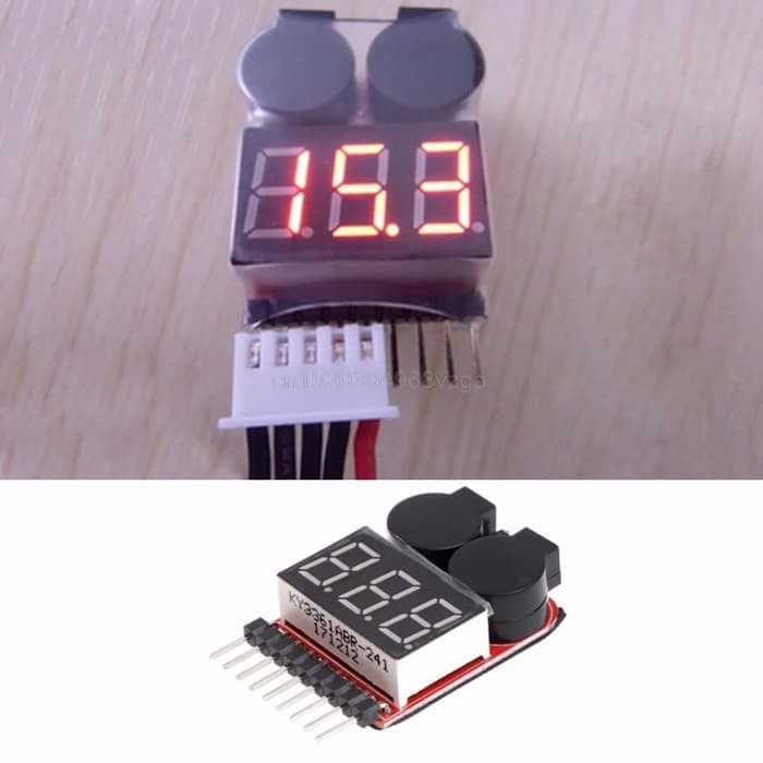 1-8s Lipo Battery Tester Low Voltage Buzzer Alarm Baterai Li-Po