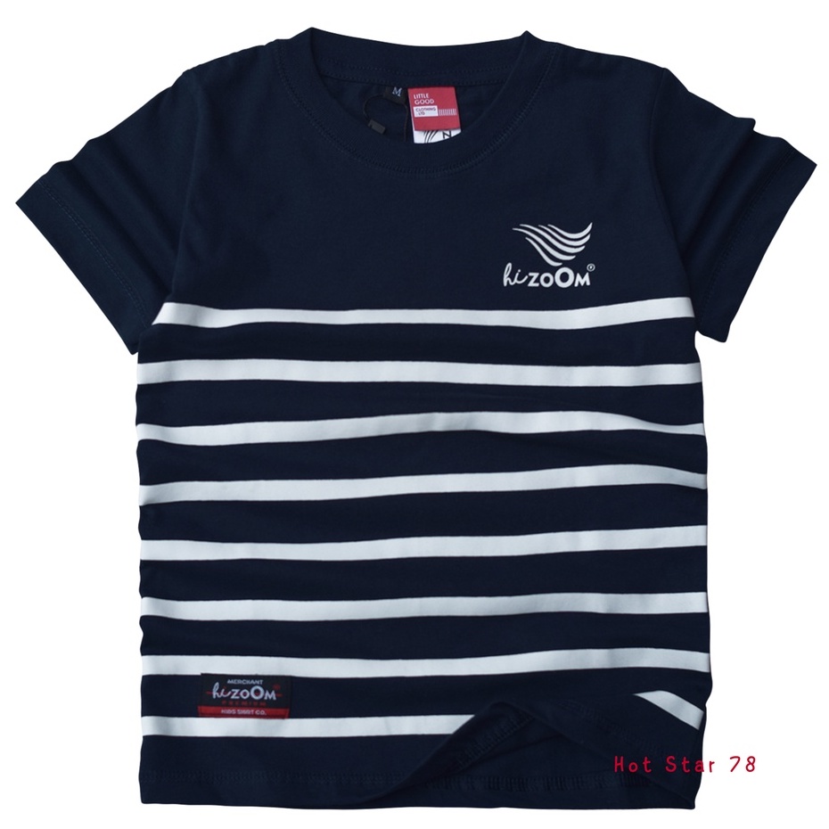 hizoom Baju Kaos Oblong Anak Laki Laki Motif Salur Stripe Umur 1-12 Tahun Bahan Katun