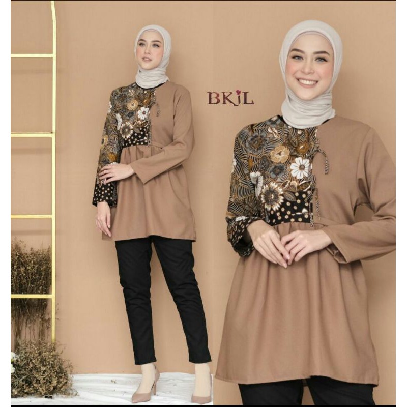 tey-17 Batik wanita ASJ SA HRB026 Kenongo Kemeja Tosca Pendek-5