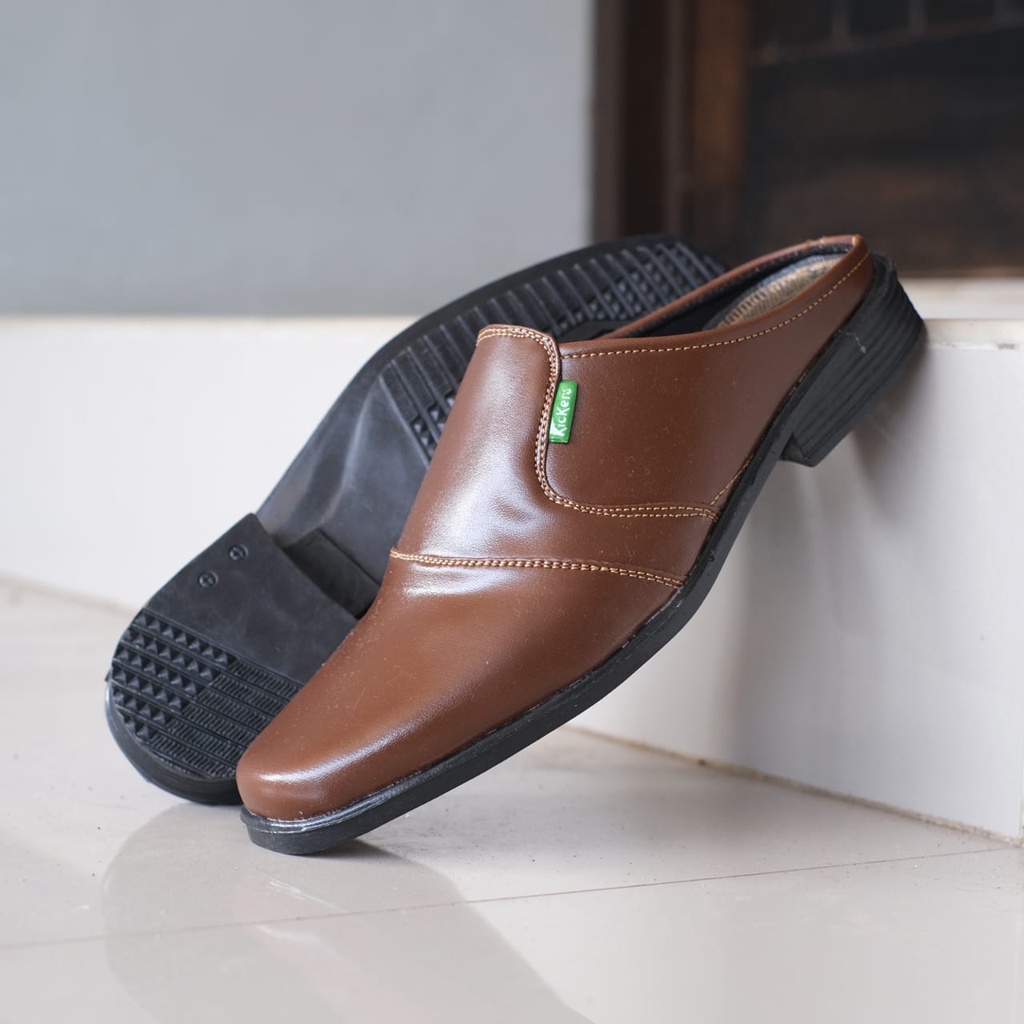 sandal sepatu pria KULIT ASLI DEWASA ARMOUR KULIT SINTETIS PREMIUM SLIDE SLIP ON SLOP SLIPER - TUTONG BUSTONG KULIT KERJA KANTOR FASHION KERJA KANTOR SANTAI